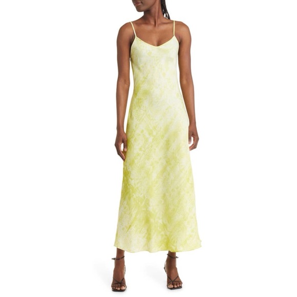 All Saints Bryony Estrella Midi Slip Dress Zest Yellow Bias Cut Sleeveless - Picture 15 of 15